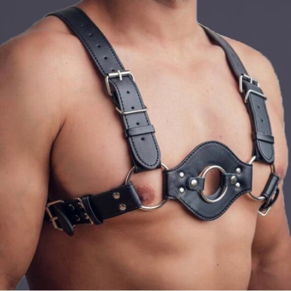 Men’s Leather Harness Mens, Adjustable Bulldog Chest Harness - Picture 2 of 4